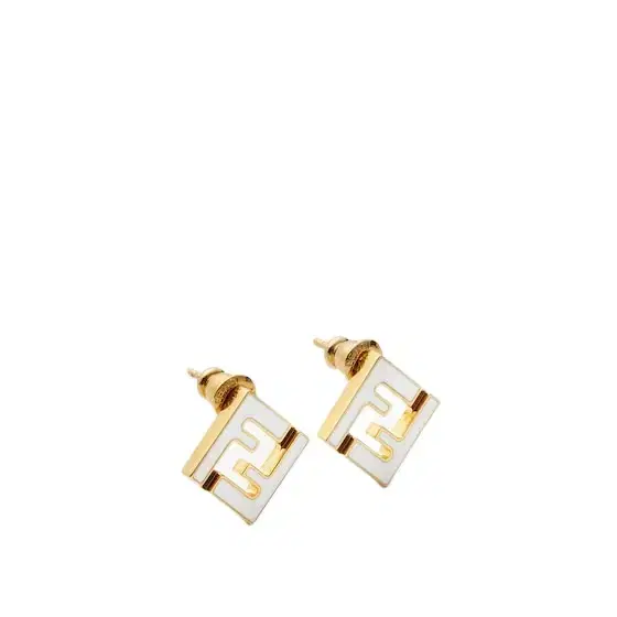 FF motif shaped stud earrings
