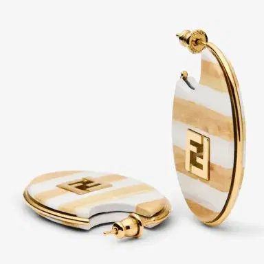 Fendi Oval hoop earrings embellished with a cut-out FF logo made | Thumbnail 2