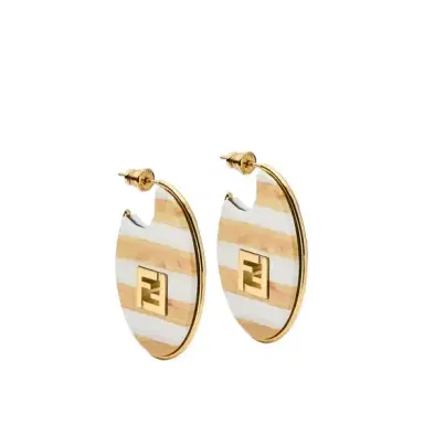 Fendi Oval hoop earrings embellished with a cut-out FF logo made | Thumbnail 1
