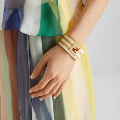 Fendi Rigid bracelet with cut-out FF logo made of metal with | Thumbnail 3 Fendi Rigid bracelet with cut-out FF logo made of metal with | Thumbnail 3