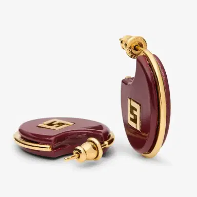Fendi Oval hoop earrings embellished with a cut-out FF logo made | Thumbnail 2 Fendi Oval hoop earrings embellished with a cut-out FF logo made | Thumbnail 2