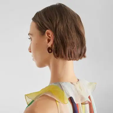 Fendi Oval hoop earrings embellished with a cut-out FF logo made | Thumbnail 3 Fendi Oval hoop earrings embellished with a cut-out FF logo made | Thumbnail 3