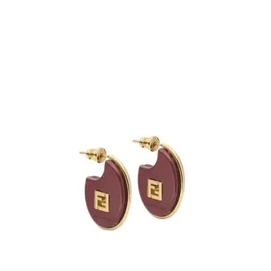 Fendi Oval hoop earrings embellished with a cut-out FF logo made | Thumbnail 1 Fendi Oval hoop earrings embellished with a cut-out FF logo made | Thumbnail 1