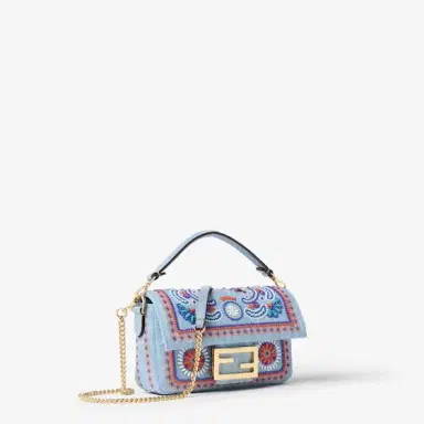 Fendi Iconic mini Baguette® bag made of organic cotton denim in | Thumbnail 2 Fendi Iconic mini Baguette® bag made of organic cotton denim in | Thumbnail 2