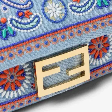 Fendi Iconic mini Baguette® bag made of organic cotton denim in | Thumbnail 5 Fendi Iconic mini Baguette® bag made of organic cotton denim in | Thumbnail 5