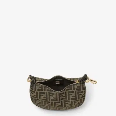 Fendi Mini hobo bag made of brown FF jacquard motif fabric | Thumbnail 3 Fendi Mini hobo bag made of brown FF jacquard motif fabric | Thumbnail 3