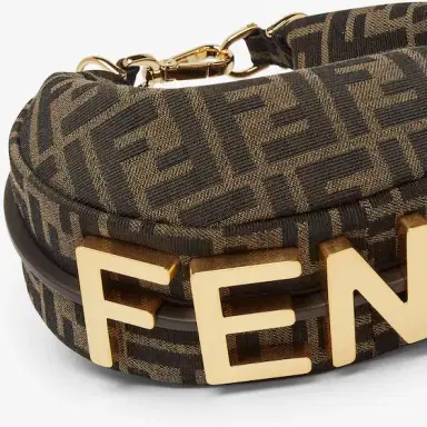 Fendi Mini hobo bag made of brown FF jacquard motif fabric | Thumbnail 4 Fendi Mini hobo bag made of brown FF jacquard motif fabric | Thumbnail 4