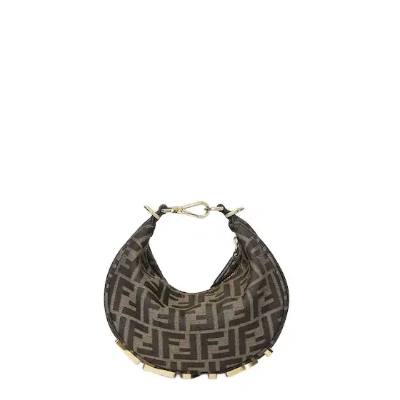 Mini hobo bag made of brown FF jacquard motif fabric