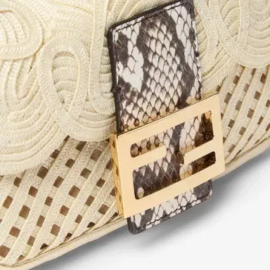 Fendi Iconic mini Baguette® bag made of beige ribbon, finely | Thumbnail 5
