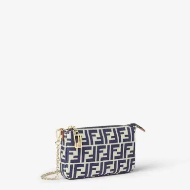 Fendi Baguette pouch made of beige and blue FF jacquard | Thumbnail 2 Fendi Baguette pouch made of beige and blue FF jacquard | Thumbnail 2
