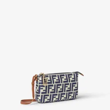 Fendi Baguette pouch made of beige and blue FF jacquard | Thumbnail 3 Fendi Baguette pouch made of beige and blue FF jacquard | Thumbnail 3