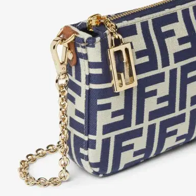 Fendi Baguette pouch made of beige and blue FF jacquard | Thumbnail 6 Fendi Baguette pouch made of beige and blue FF jacquard | Thumbnail 6