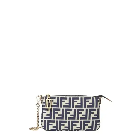 Fendi Baguette pouch made of beige and blue FF jacquard
