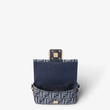 Fendi Iconic mini Baguette® bag made of dark blue denim-effect FF | Thumbnail 4 Fendi Iconic mini Baguette® bag made of dark blue denim-effect FF | Thumbnail 4