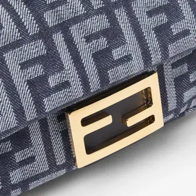 Fendi Iconic mini Baguette® bag made of dark blue denim-effect FF | Thumbnail 5 Fendi Iconic mini Baguette® bag made of dark blue denim-effect FF | Thumbnail 5