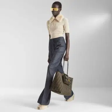 Fendi Iconic small Baguette® bag made of jacquard fabric with | Thumbnail 8