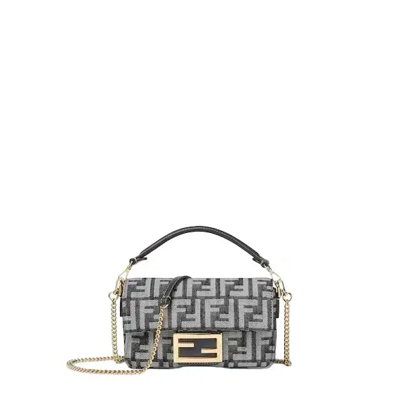 Iconic small Baguette® bag made of dark blue denim-effect