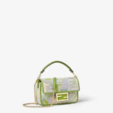 Fendi Iconic mini Baguette® bag, made from green canvas with | Thumbnail 3 Fendi Iconic mini Baguette® bag, made from green canvas with | Thumbnail 3