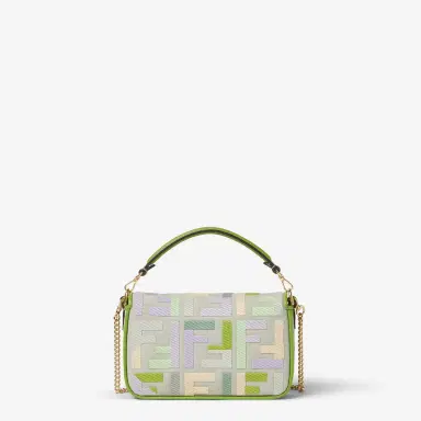 Fendi Iconic mini Baguette® bag, made from green canvas with | Thumbnail 4 Fendi Iconic mini Baguette® bag, made from green canvas with | Thumbnail 4