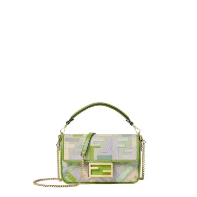 Fendi Iconic mini Baguette® bag, made from green canvas with | Thumbnail 1 Fendi Iconic mini Baguette® bag, made from green canvas with | Thumbnail 1