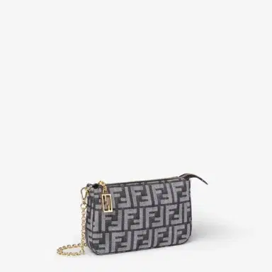 Fendi Baguette pouch made in denim-effect FF jacquard in shades | Thumbnail 2