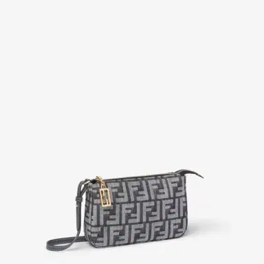 Fendi Baguette pouch made in denim-effect FF jacquard in shades | Thumbnail 3