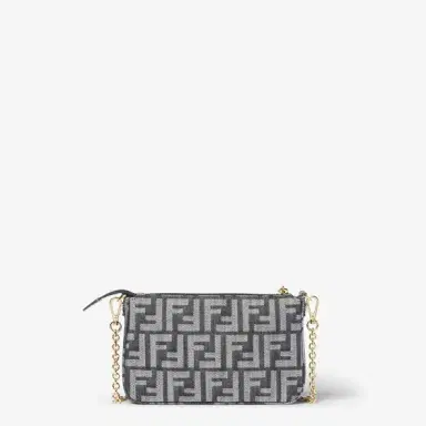 Fendi Baguette pouch made in denim-effect FF jacquard in shades | Thumbnail 4