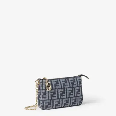 Fendi Baguette pouch made in denim-effect FF jacquard in shades | Thumbnail 2