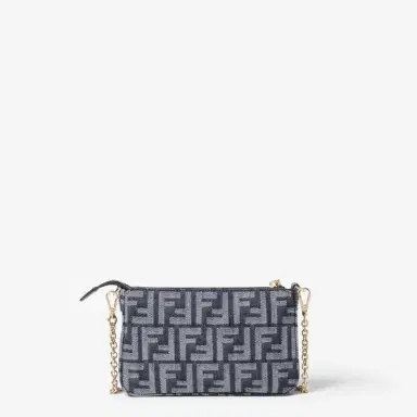 Fendi Baguette pouch made in denim-effect FF jacquard in shades | Thumbnail 4