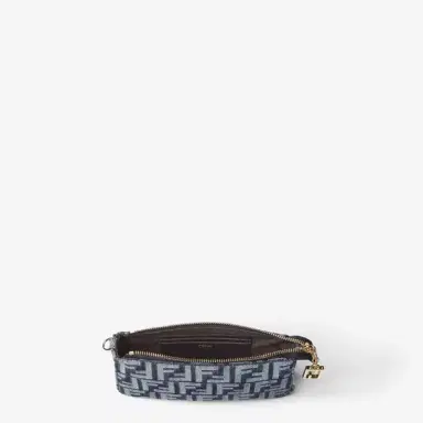 Fendi Baguette pouch made in denim-effect FF jacquard in shades | Thumbnail 5