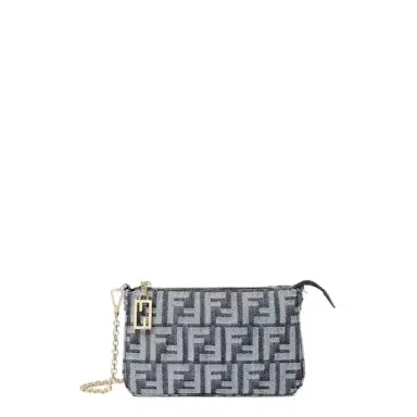 Fendi Baguette pouch made in denim-effect FF jacquard in shades | Thumbnail 1