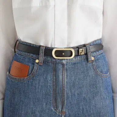 Fendi Thin belt with oval buckle and FF logo on the loop | Thumbnail 3 Fendi Thin belt with oval buckle and FF logo on the loop | Thumbnail 3