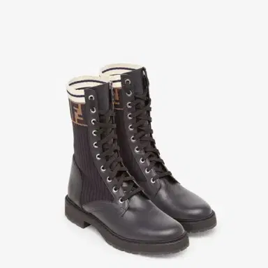 Fendi Rockoko combat boots with stretch fabric inserts | Thumbnail 4 Fendi Rockoko combat boots with stretch fabric inserts | Thumbnail 4
