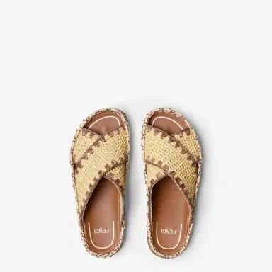 Fendi Flat slides with large intersecting bands | Thumbnail 4 Fendi Flat slides with large intersecting bands | Thumbnail 4