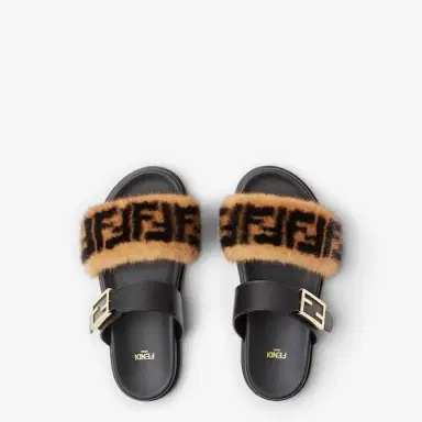 Fendi Double-band flat slides with FF Tube decorative buckle | Thumbnail 4