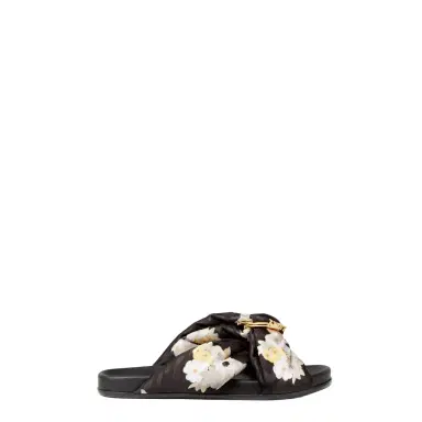 Fendi Padded double-band flat slides with decorative D-ring | Thumbnail 1 Fendi Padded double-band flat slides with decorative D-ring | Thumbnail 1
