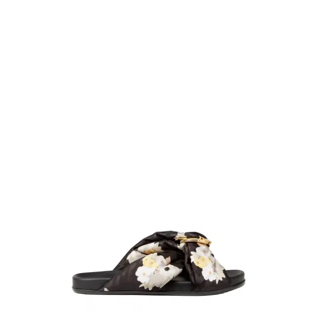 Fendi Padded double-band flat slides with decorative D-ring