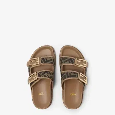 Fendi Double-band flat slides with decorative FF Tube buckles | Thumbnail 4