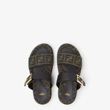 Fendi Double-band flat slides with FF Tube decorative buckle | Thumbnail 4