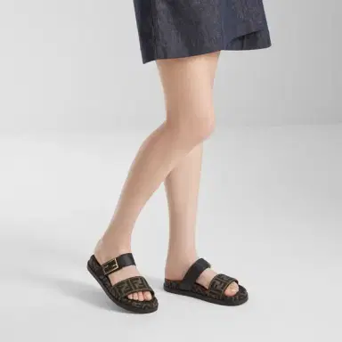 Fendi Double-band flat slides with FF Tube decorative buckle | Thumbnail 5