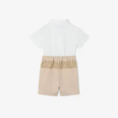 Fendi Baby playsuit with white poplin shirt, beige cotton | Thumbnail 2 Fendi Baby playsuit with white poplin shirt, beige cotton | Thumbnail 2