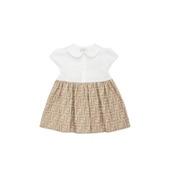 Baby dress with white poplin top and dainty buttons