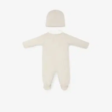 Fendi Baby kit in beige jersey with hat, side opening with press | Thumbnail 2