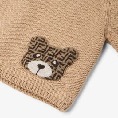 Fendi Crew neck baby jumper in brown cotton featuring | Thumbnail 3