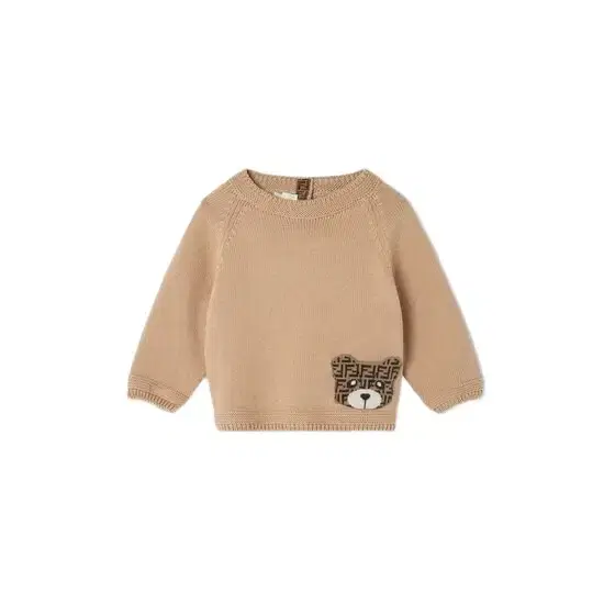 Fendi Crew neck baby jumper in brown cotton featuring