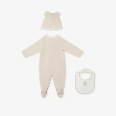 Fendi Baby set in beige jersey with white collar, teddy bear | Thumbnail 2