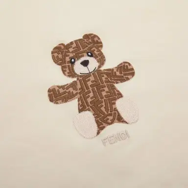 Fendi Beige jersey baby blanket with bear embroidery | Thumbnail 3