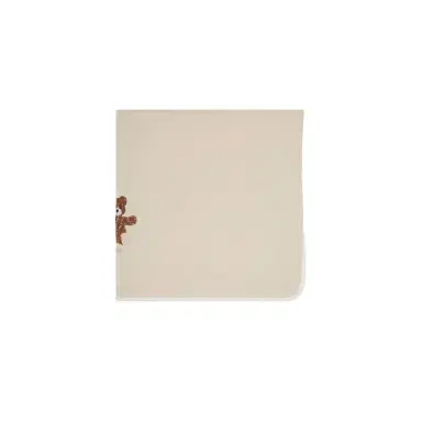 Fendi Beige jersey baby blanket with bear embroidery | Thumbnail 1