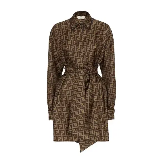 Shirt-style short dress with a classic collar, sleeves