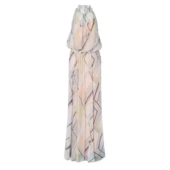 Sleeveless long dress with halter neck and adjustable